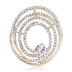 Mode Alliage Strass Spirale Broche Élégant Géométrique Rond Cristal Robe Épingle pour Femmes Mariage Banquet Bijoux Cadeau