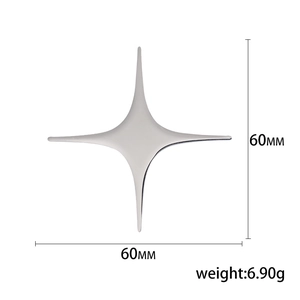 Minimalist silver four-pointed star brooch for suits with polished metallic finish