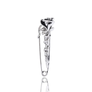 Vintage silver rose flower brooch pin and necklace pendant dual-use accessory for women