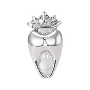 Broche dent à couronne argentée avec strass scintillants pour accessoires de mode élégants