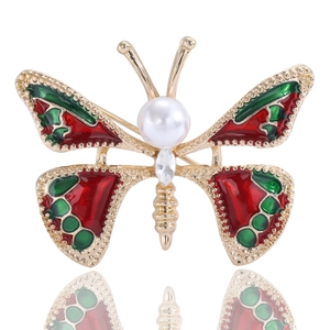 Broche Papillon en Alliage Vintage pour Femme Avec Fausse Künstliche Perle et Strass Mode Élégante Broche d'Insecte Bijoux