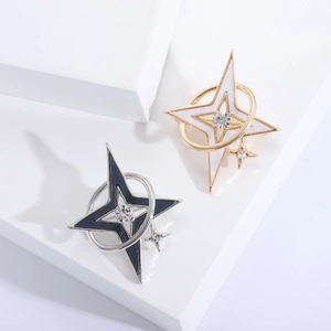 Vintage Hexagram Star Brooch For Women Alloy Rhinestone Enamel Pin Fashion Commuting Jewelry Accessories For Coat Suit Dress