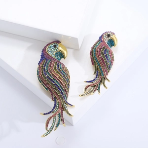 Luxury Colorful Rhinestone Parrot Brooch For Women Alloy Animal Bird Lapel Pin Fashion Jewelry Accessories For Suits