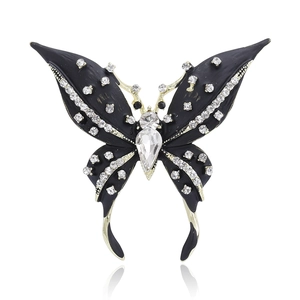 Vintage Alloy Butterfly Brooch With Rhinestone Enamel Drip Oil Fashion Insect Pin For Women Suit Accessory Jewelry Gift