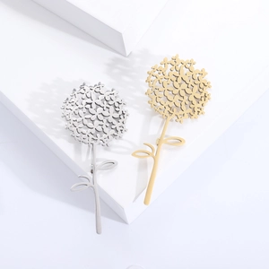Élégante Broche en Alliage Fleur d'Hortensia pour Femmes Mode Électroplaquée Pissenlit Corsage Accessoires Bijoux Cadeau