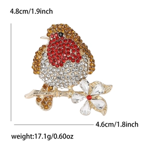 Funkelnde Kristall-Vogel-Brosche am Zweig mit den Maßen 4,8 cm Höhe und 4,6 cm Breite für Damen