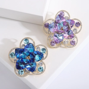 Élégante Broche Fleur en Alliage Cristal pour Femmes Épinglette Florale en Strass de Haute Qualité pour Costume Manteau Bijoux