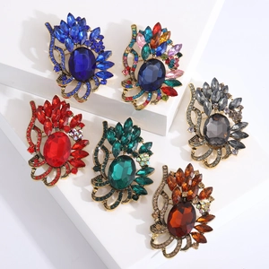 Broche Fleur en Alliage de Luxe Vintage avec Strass pour Femmes Elégante Broche Florale en Cristal Verre Bijoux de Fête de Mariage