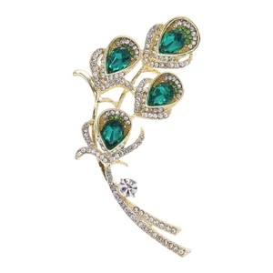 Vintage gold emerald calla lily brooch with sparkling diamonds for fashion suit accessory