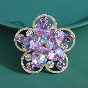 Eleganter Legierung Strass Blume Brosche Für Damen High-End Mode Anzug Anstecknadel Vintage Floral Schmuck Zubehör