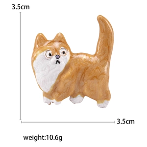Broche chat de dessin animé en émail avec paillettes, hauteur 3,5 cm et poids 10,6 g
