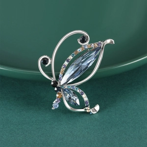 Elegant Alloy Rhinestone Butterfly Brooch For Women High End Crystal Insect Lapel Pin For Suit Coat Party Jewelry Gift