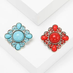 Vintage Bohemian Alloy Rhinestone Flower Brooch For Women Retro Middle East Style Floral Breastpin Jewelry Accessory