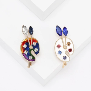 Spilla Tavolozza d'Artista Creativa Smalto a Goccia Con Strass per Donna Spilla Pennello d'Arte in Lega Gioielli di Moda Regalo