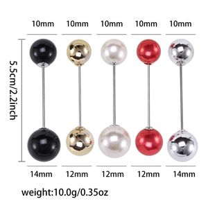 Lot de 5 broches élégantes en alliage et perles de couleurs variées avec dimensions