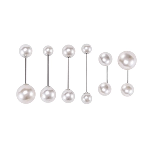 Set of 6 classic alloy pearl brooches and safety pins for sweaters and shirts
