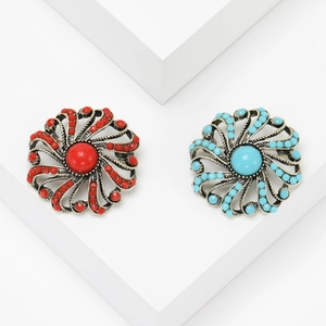 Bohemian Vintage Alloy Rhinestone Floral Brooch Pin Middle Eastern Style For Women Elegant Fashion Jewelry Accessory Gift
