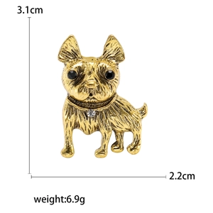 Vintage bulldog brooch in gold finish with crystal eyes and 3.1cm height scale