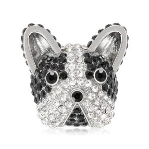 Creative Cute Rhinestone French Bulldog Brooch Alloy Animal Puppy Lapel Pin For Men Women Clothing Accessories Jewelry
