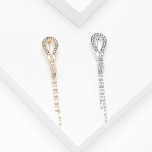 Broche Créative en Alliage avec Strass Forme de Fermeture Éclair pour Femme Mode Gland Épingle à Costume Or Argent Accessoire de Luxe