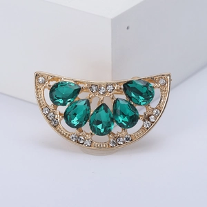 Broche pastèque mignonne avec strass verts et base dorée pour accessoires de mode