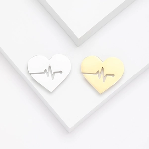 Simple Alloy Heart Brooch ECG Heartbeat Line Hollow Design Women Jewelry Pin Vintage Heart Pin For Shirt Anti-Exposure