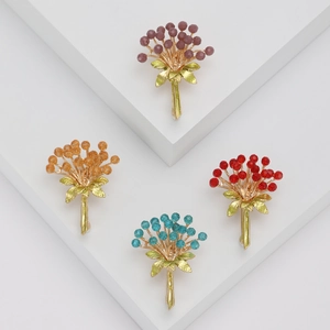 Broche Bouquet de Fleurs Élégante en Alliage avec Strass pour Femmes Style Pastoral Floral Émail à l'Huile Accessoires de Mode