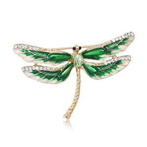 Broche Libellule en Alliage Émaillé Vintage Avec Strass Forme Animale Épingle à Vêtements Personnalisée pour Femmes Hommes Bijoux Créatifs