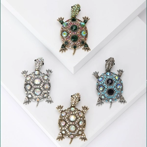 Broche Tortue Vintage pour Femmes en Alliage de Strass Tortue de Mer Épingle d'Animal Accessoires de Mode Bijoux Rétro