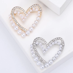 Elegante Spilla In Lega A Forma Di Cuore Da Donna Con Künstliche Perle Sintetiche E Strass Accessorio Di Moda Per Cappotti E Scialli