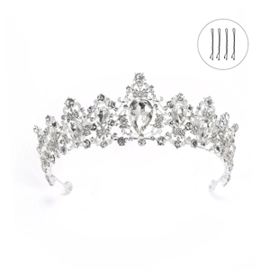 Luxury Silver Alloy Rhinestone Bridal Crown Tiara For Women Wedding Prom Birthday Party Hair Accessories With Hairpins