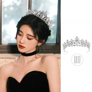 Elegant bridal crystal tiara with wave hairpins for wedding ceremony and prom hairstyle