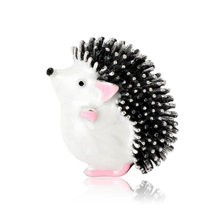 Creative enamel hedgehog brooch with polished alloy needles and cute pink accents