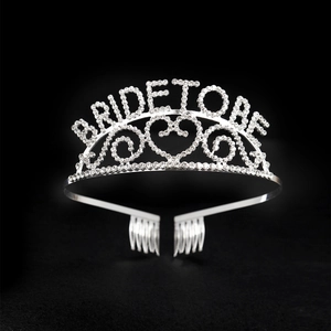 Corona scintillante in strass argento BRIDE TO BE per spose e feste di addio al nubilato