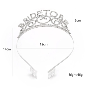 Cerchietto bride to be in strass argento con motivi eleganti e pettini laterali per capelli