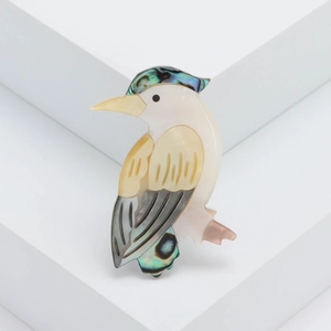 Creative Natural Shell Parrot Brooch Mother Of Artificial Pearl Kingfisher Animal Pin Women Vintage Fashion Jewelry Accessory Gift