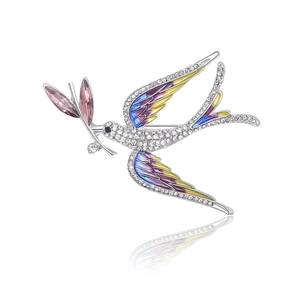 Exquisite swallow brooch with sparkling rhinestones and gradient enamel wings