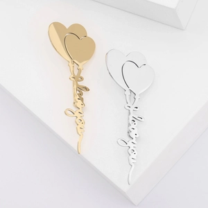 Alloy Heart Balloon Brooch Pin I Love You Script Gold Silver Electroplated Romantic Jewelry Fashion Accessories For Women