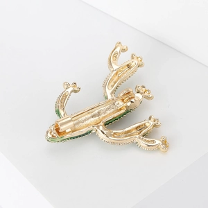 Broche cactus créative en alliage avec émail vert et finition dorée au dos