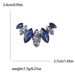 Blue crystal marquise brooch with purple accents measures 3.7cm for coat and suit