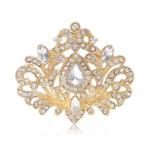 Broche en Alliage de Strass de Style Palais Vintage Conception Baroque Ajourée Luxueuse pour Femmes Bijoux de Mode pour Mariage et Banquet
