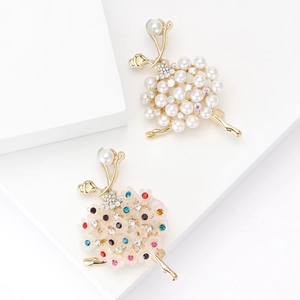 Elegante Ballett Mädchen Brosche Für Damen Legierung Strass Kunstperle Tanzende Tänzerin Reversnadel Mode Anzug Kleid Accessoire Schmuck
