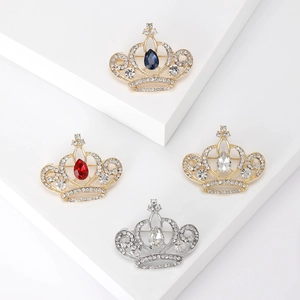 Élégante Broche Couronne en Alliage Avec Strass pour Femme Épingle en Cristal de Luxe pour Mariage Banquet Accessoires de Vêtement