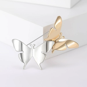 Spilla a Farfalla di Moda Oro Argento Bicolore Lega Animale Spilla da Petto Donna Accessorio Abbigliamento Elegante Gioielli Regalo
