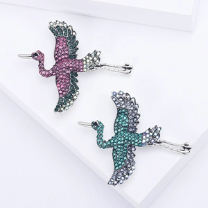 Vintage Chinese Style Alloy Rhinestone Flying Crane Brooch Elegant Animal Lapel Pin For Women Qipao Suit Accessories Jewelry