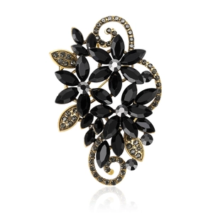 Vintage Alloy Rhinestone Flower Brooch High End Elegant Crystal Corsage For Women Banquet Wedding Accessories Jewelry