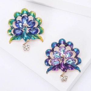 Vintage Rhinestone Peacock Brooch Pin For Women Alloy Enamel Animal Breastpin Fashion Jewelry Accessory For Coat Banquet