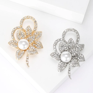 Élégante Broche Tournesol en Alliage Avec Strass et Fausse Künstliche Perle Broche Fleur de Mode pour Costumes de Femmes Châles Bijoux