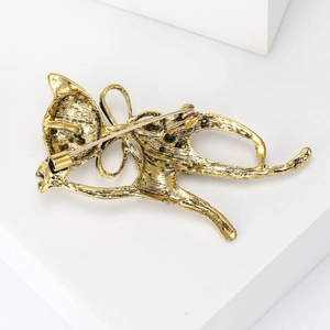 Vintage golden animal brooch with long needle pin back for blazers and sweaters