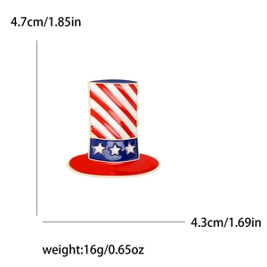American flag top hat brooch pin in red blue and white enamel for accessories